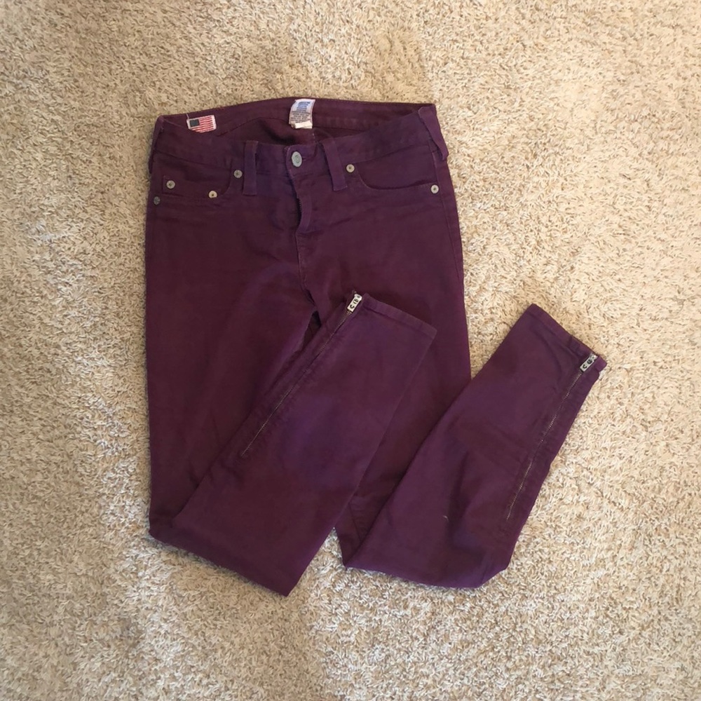 True religion purple skinny jeans